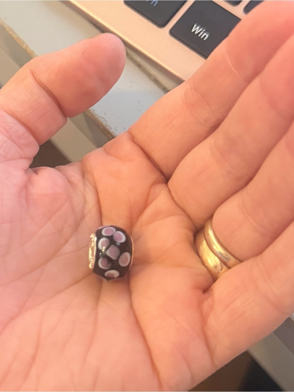 Pandora Purple Floral and black charm